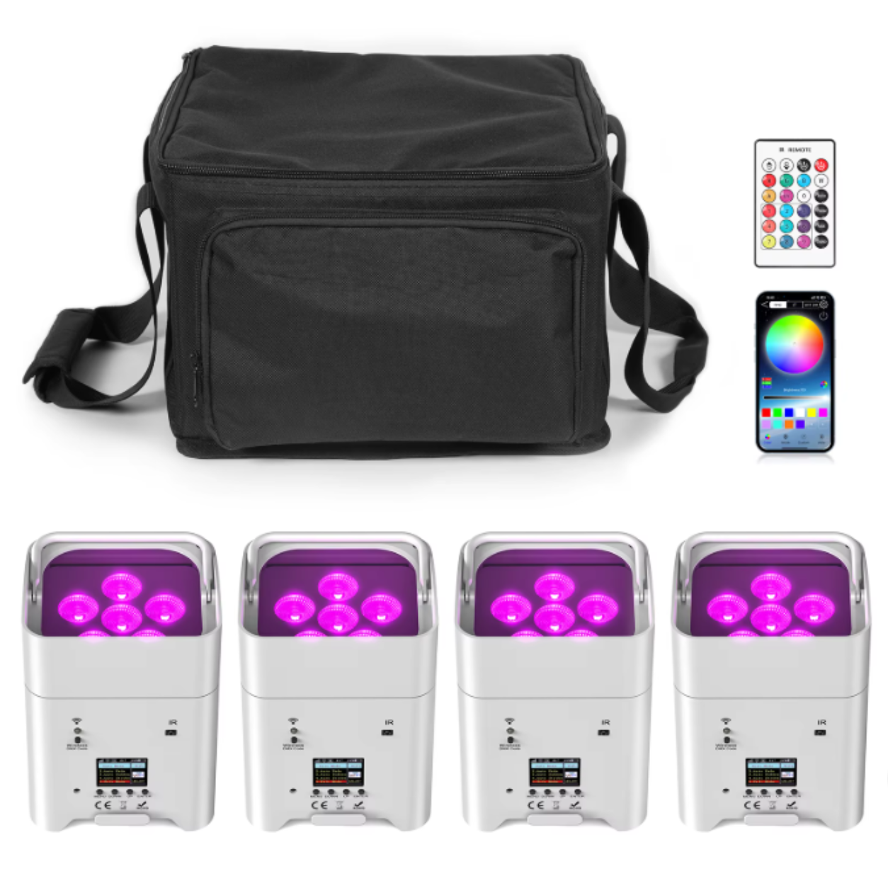 Alpha-Lumentec 4x RGBWA+UV Akku Par Set Inkl. Tasche