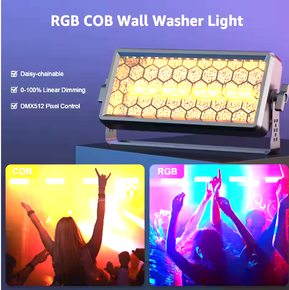 alpha-lumentec 150W Retro Bühnenlicht – RGB COB LED Wall Washer mit DMX & Strobe