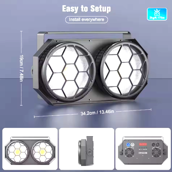 alpha-lumentec 260W Dual-Color COB LED Par – 2-Augen mit DMX512