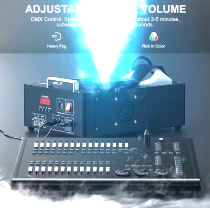 alpha-lumentec - 1500W Nebelmaschine RGB 3in1 mit 24 LEDs & DMX 512 – Vertikale