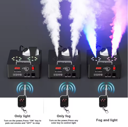 alpha-lumentec - 2000W Doppelrohr Nebelmaschine – RGB 3in1 mit 16 LEDs & DMX512 (13 Kanäle)