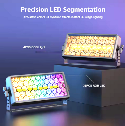 alpha-lumentec 150W Retro Bühnenlicht – RGB COB LED Wall Washer mit DMX & Strobe